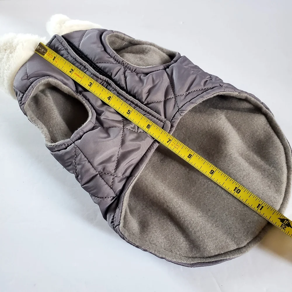 Luxurious Gray Quilted Dog Coat Size Medium